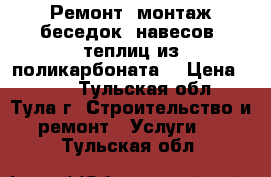 Ремонт, монтаж беседок, навесов, теплиц из поликарбоната. › Цена ­ 400 - Тульская обл., Тула г. Строительство и ремонт » Услуги   . Тульская обл.